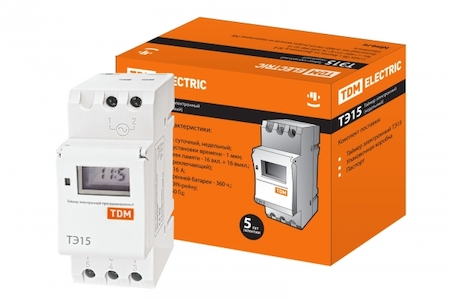 TDM ELECTRIC SQ1503-0005 Таймер электронный на din-рейку ТЭ15-1мин/7дн-16on/off-16А-DIN TDM